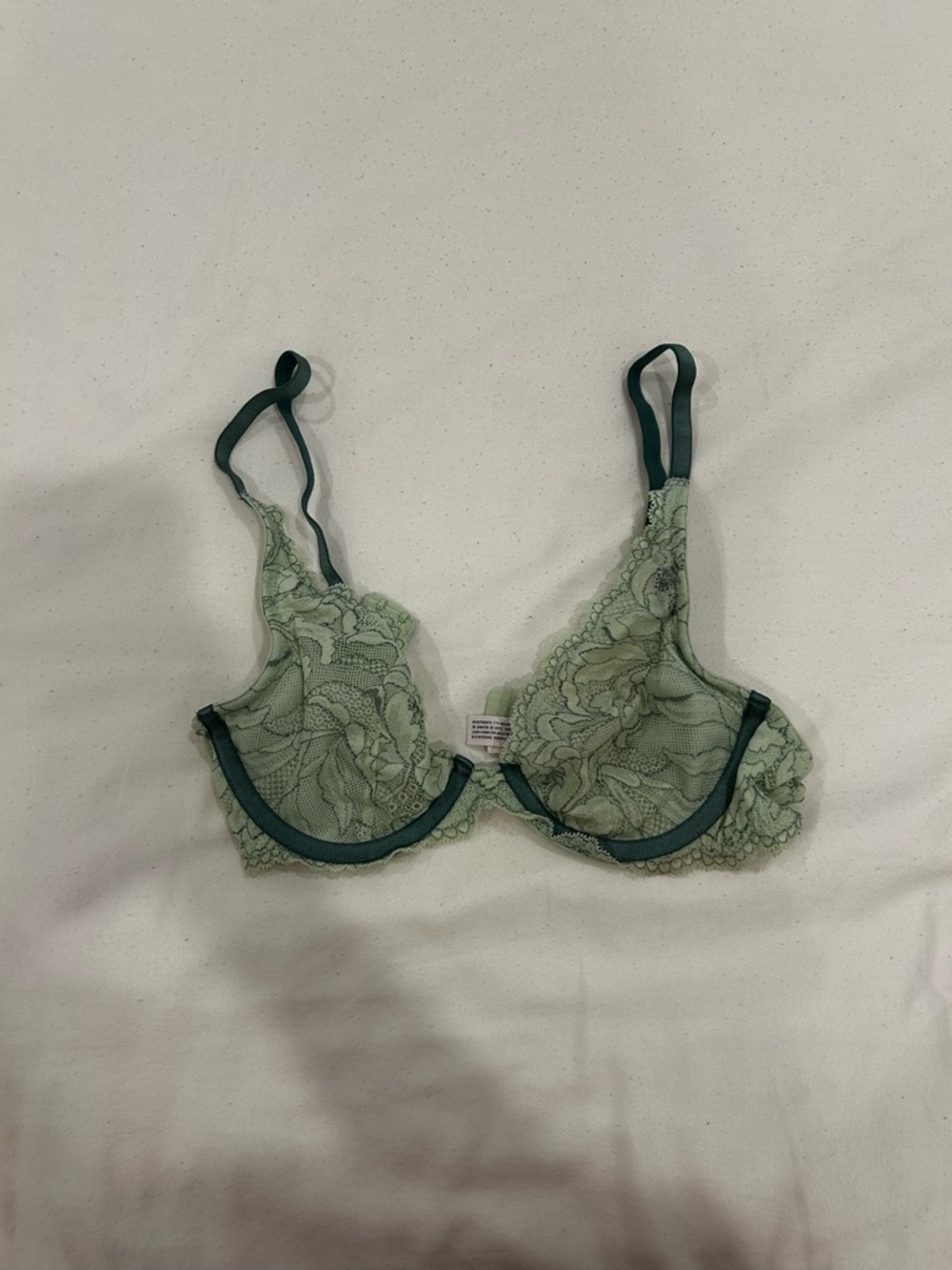 Auden Lace Underwire Bra in Sage and Deep Teal